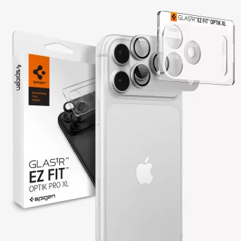 Spigen Optik Pro GLAS.tR EZ FIT ochrana kamery a objektívu pre iPhone 18 Pro Max – strieborná
