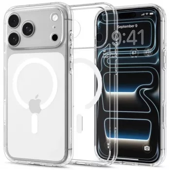Spigen Ultra Hybrid MagSafe puzdro pre iPhone 18 Pro / 17 Pro – krištáľovo číra biela