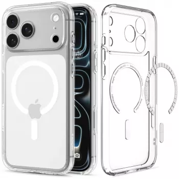 Spigen Ultra Hybrid MagSafe puzdro pre iPhone 18 Pro / 17 Pro – krištáľovo číra biela