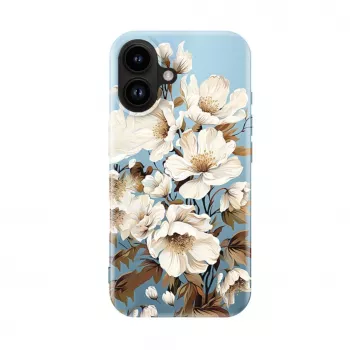 Evelatus Apple iPhone 16 Slim Shell s MagSafe – Custom Print Flower Blue
