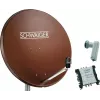 SCHWAIGER SAT systém 80 cm 6 účastníkov Quattro LNB (bez switchu) tehlovo červená s multiswitchom 5/6