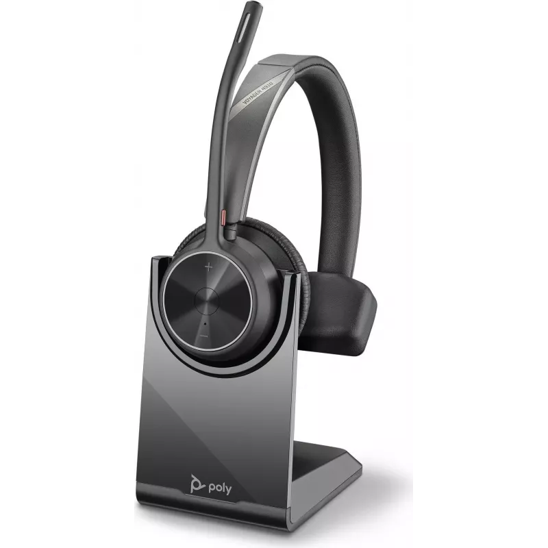 HP Poly Voyager 4300 UC Series 4310 bezdrôtový on-ear headset s USB-C adaptérom a stojanom, certifikovaný pre Zoom 218474-01