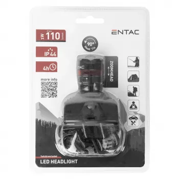 ENTAC EHL-ZOOM-1W-PL Zoom 1W LED čelová lampa, čierna