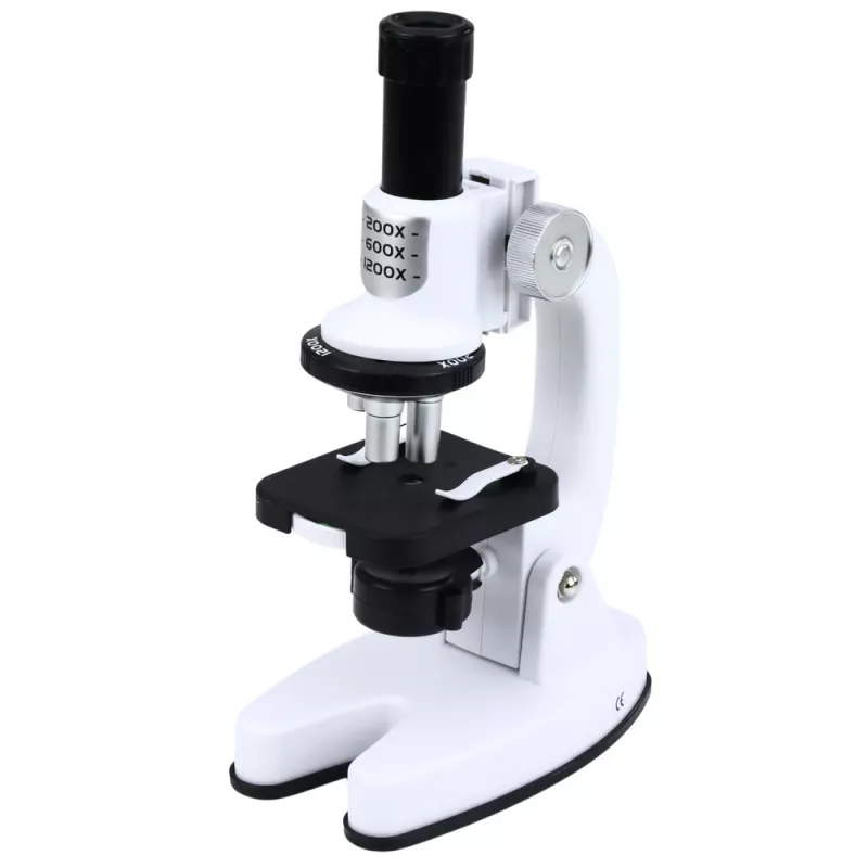 LEAN TOYS mikroskop vzdelávacia sada pre deti Zoom 1200x príslušenstvo biela