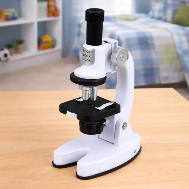 LEAN TOYS mikroskop vzdelávacia sada pre deti Zoom 1200x príslušenstvo biela