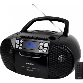SENCOR SPT 3907B CD BT MP3 USB AUX prenosný CD prehrávač s Bluetooth a FM rádiom, čierny