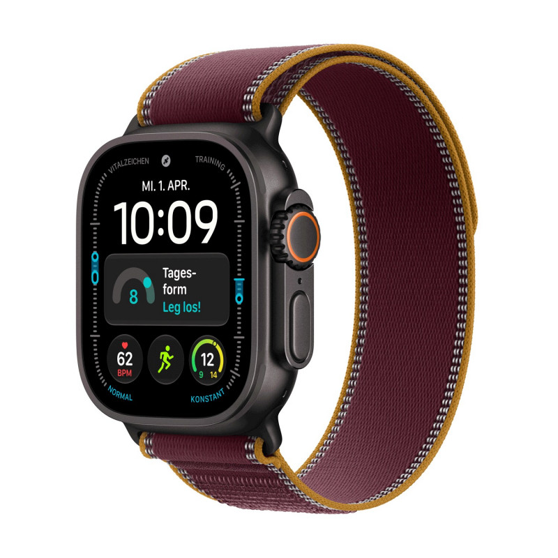 Apple Watch Ultra 4 GPS + Cellular 49 mm titánové puzdro čierna s Trail Loop burgundská – M/L