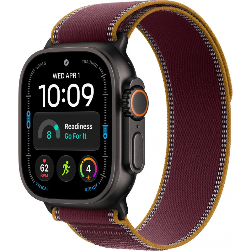 Apple Watch Ultra 4 GPS + Cellular 49 mm titánové puzdro čierna s Trail Loop burgundská – M/L
