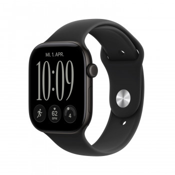 Apple Watch Series 12 GPS 46 mm hliníkové puzdro čierne so športovým náramkom čiernym – S/M