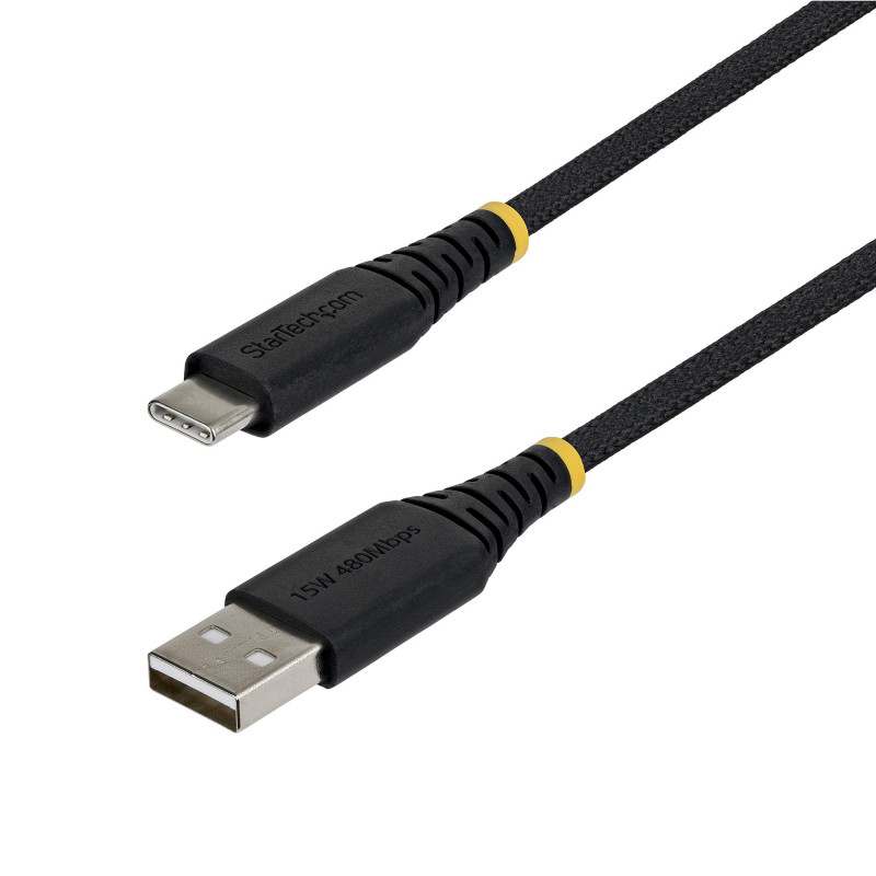 StarTech pletený USB 2.0 kábel USB-A na USB-C, 3 m, 15 W, čierny