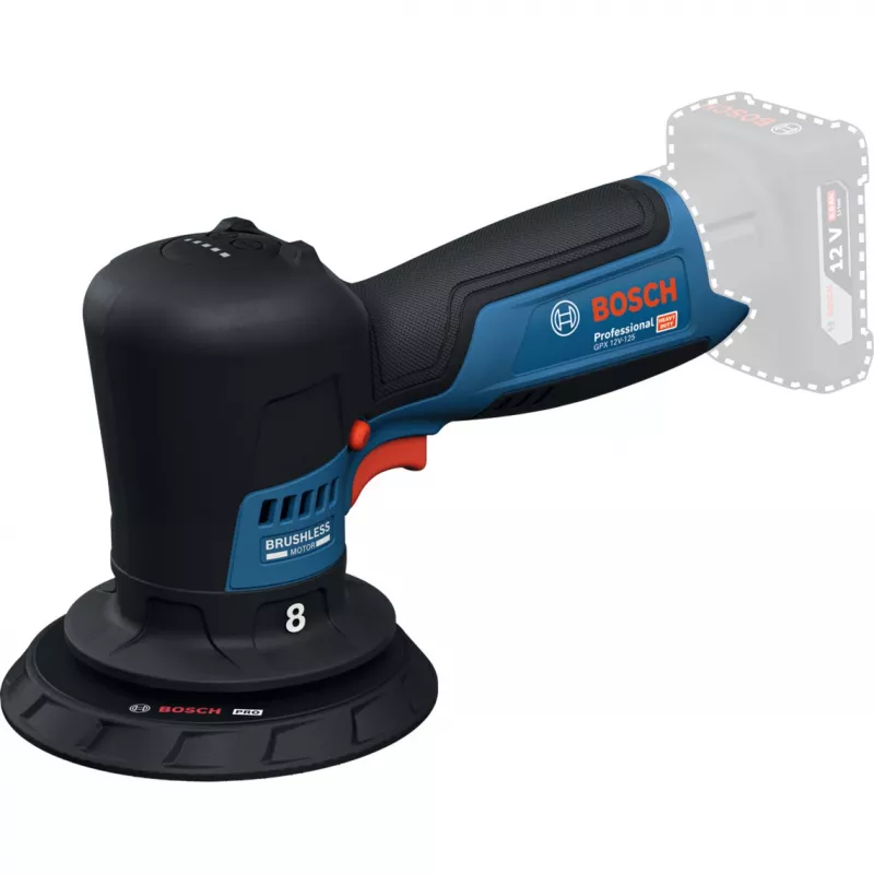 Bosch GPX 12V-125 Professional akumulátorová leštička 06019L4100, 12 V, 125 mm, modrá/čierna, Solo (bez batérie a nabíjačky)