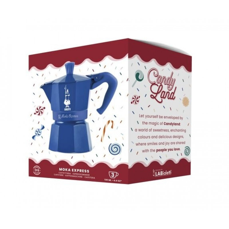 Bialetti Candyland Moka Express 3TZ ručný kávovar, 150 ml, modrá