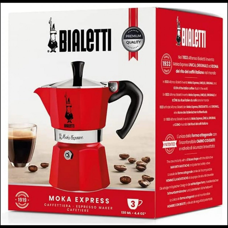 Bialetti Candyland Moka Express 3TZ ručný kávovar, 150 ml, červená