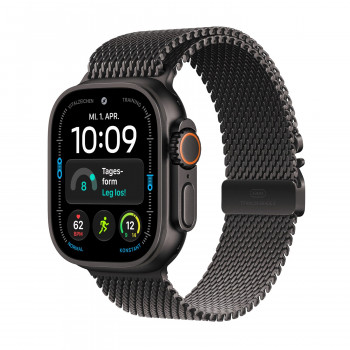 Apple Watch Ultra 4 GPS + Cellular 49 mm čierne titánové puzdro s čiernym titánovým Milanaise remienkom – L