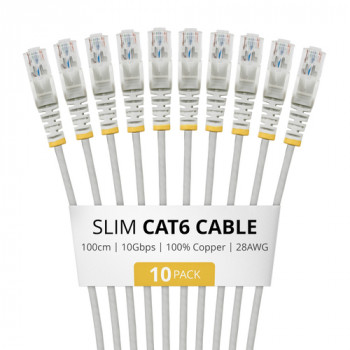 StarTech.com Slim Cat6 U/UTP patch kábel RJ45, 1 m, sivý, balenie 10 ks