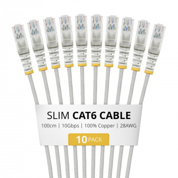 StarTech.com Slim Cat6 U/UTP patch kábel RJ45, 1 m, sivý, balenie 10 ks