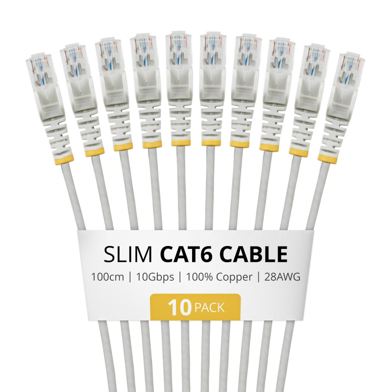 StarTech.com Slim Cat6 U/UTP patch kábel RJ45, 1 m, sivý, balenie 10 ks