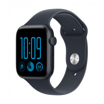 Apple Watch SE 3 GPS 44 mm hliníkové puzdro midnight so športovým remienkom modrý – S/M