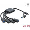 Delock 4 port USB 5 Gbps káblový hub s USB Type-C™ alebo USB Type-A konektorom samec na 2 x USB Type-A konektor samica + 2 x USB Type-C™ konektor samica - 25 cm (64375)