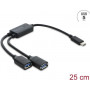 Delock 2-portový USB 5 Gbps Type-A káblový hub s USB Type-C™ konektorom 25 cm (64373)