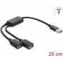 Delock 2-portový USB 5 Gbps Type-A káblový hub s USB Type-A konektorom samec 25 cm (64374)