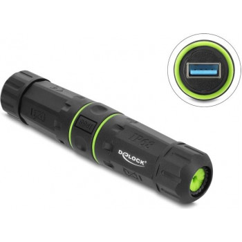 Delock káblový spoj USB 5 Gbps Type-A konektor samica na USB 5 Gbps Type-A konektor samica so závitom M20 x 1,5 mm IP68 prachotesný a vodotesný (91842)