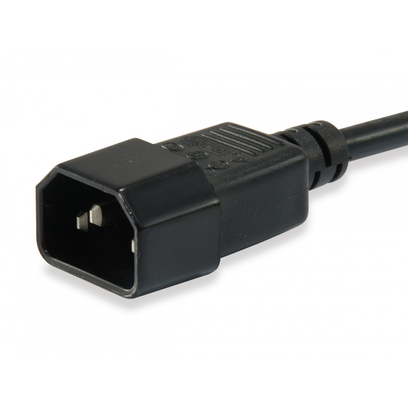 Equip napájací kábel IEC C13 na IEC C14, 1,5 m, čierny