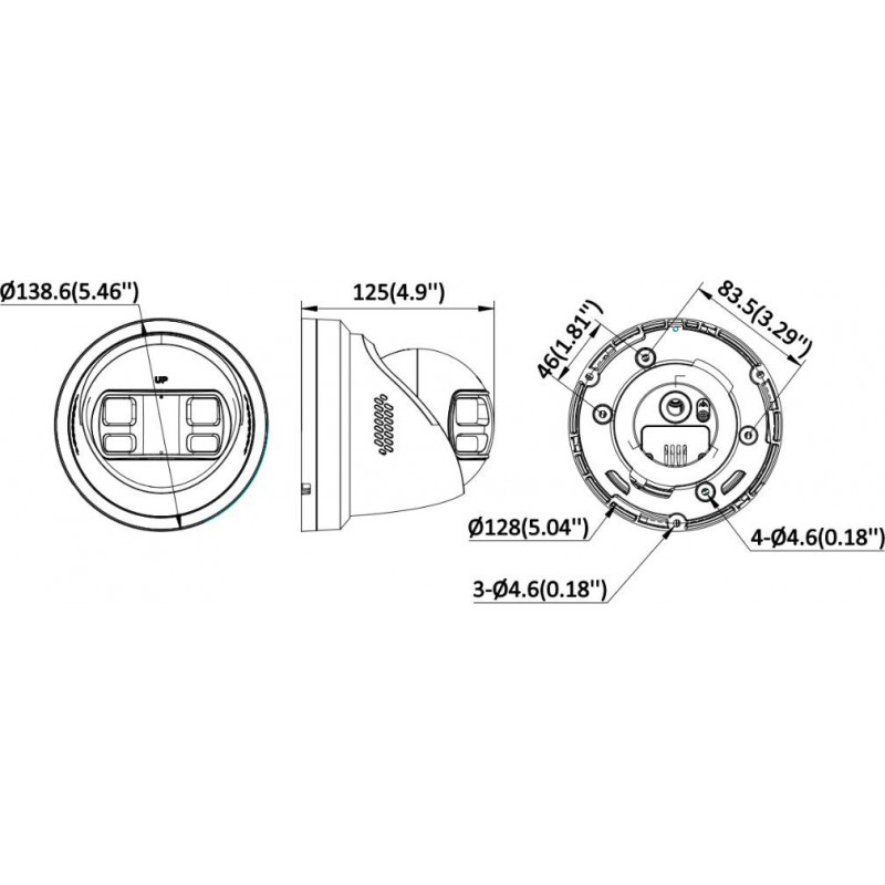 Hikvision DS-2CD2343G2P-LISU/SL 4MP 180° panoramatická dome IP kamera, čierna