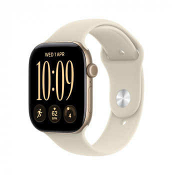 Apple Watch Series 12 GPS 46mm hliníkové puzdro v svetlozlatej s Sand športovým remienkom - M/L