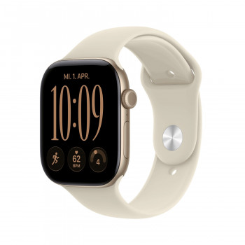Apple Watch Series 12 GPS 46mm hliníkové puzdro v svetlozlatej s Sand športovým remienkom - M/L
