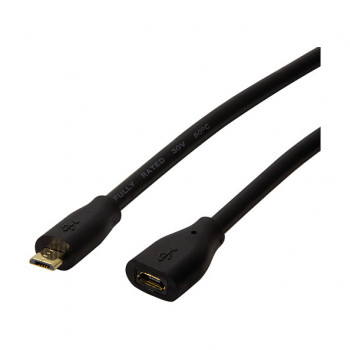 LogiLink CU0120 USB 2.0 predlžovací kábel, Micro-USB B konektor samec na Micro-USB B konektor samica, 0,5 m, čierny