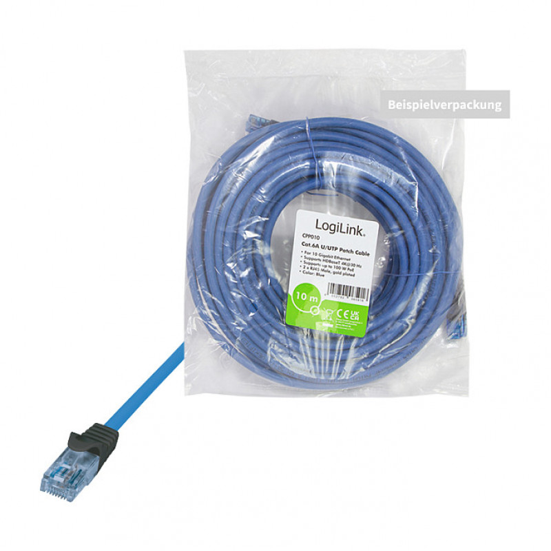 Logilink Cat6a U/UTP patch kábel RJ45, 1 m, modrý, LSZH
