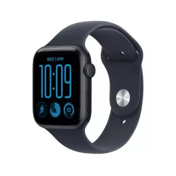 Apple Watch SE 3 GPS 44 mm hliníkové puzdro Mitternacht so športovým remienkom modrý – S/M