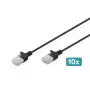 DIGITUS Slim Cat6 U/UTP patch kábel RJ45, 0,3 m, čierny, LSZH, balenie 10 ks