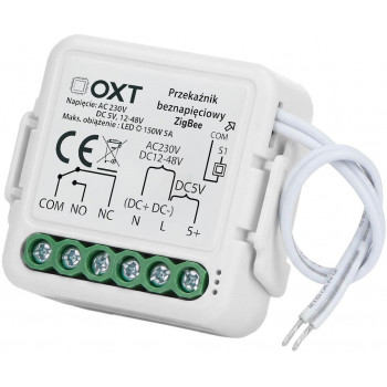 OXT T250DC Mini ZigBee Tuya reléový modul, bezpotenciálový, AC 230 V / DC 5 V / 12-48 V