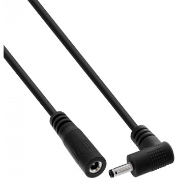 InLine® DC predlžovací kábel, uhlový konektor, 3,5 x 1,35 mm, čierny, 0,5 m