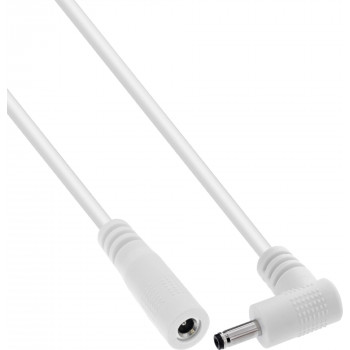 InLine® DC predlžovací kábel, uhlový konektor, 3,5 x 1,35 mm, biely, 0,5 m