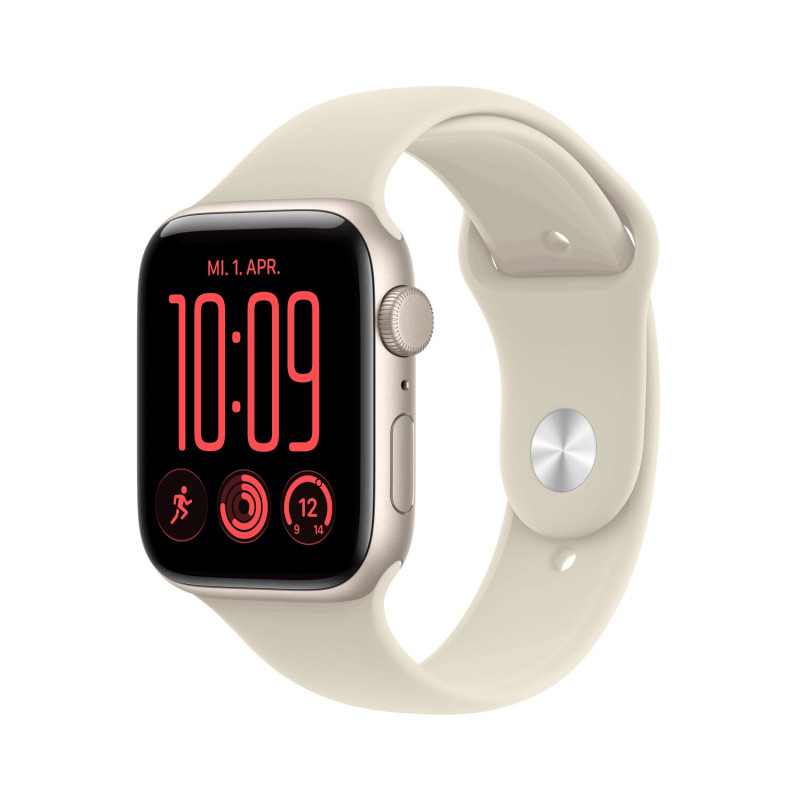 Apple Watch SE 3 GPS 44 mm hliníkové puzdro Polarstern so športovým remienkom Sand – S/M