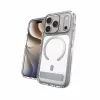 Zagg Santa Cruz Snap kovové puzdro so stojanom pre iPhone 18 Pro / 17 Pro, strieborná