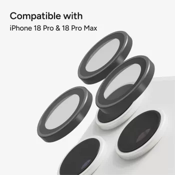 Zagg Glass Elite antireflexné krúžky kamery pre iPhone 18 Pro Max / 17 Pro Max / 18 Pro / 17 Pro strieborná