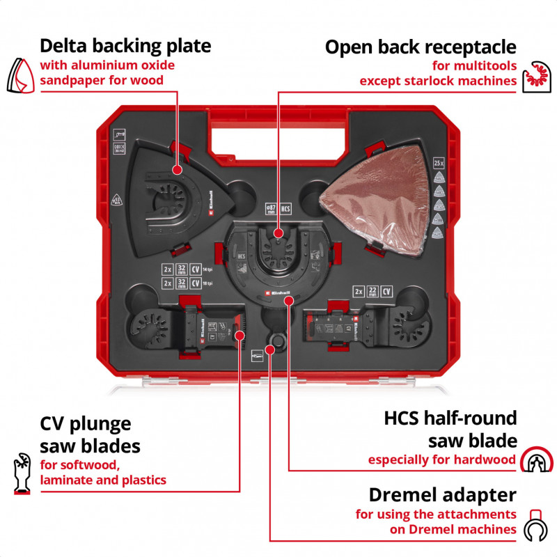 Einhell 708136 sada príslušenstva pre multifunkčné náradie, 35 dielov, v XL-PLUS-CASE