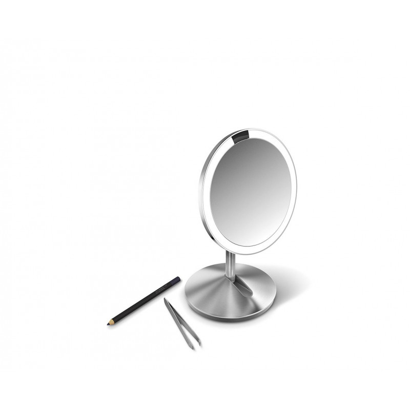 simplehuman skladacie zrkadlo so senzorom, 12 cm, nabíjateľné, brúsená nehrdzavejúca oceľ
