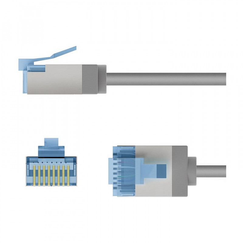Goobay Slim Cat6a U/FTP patch kábel RJ45, 1 m, sivý