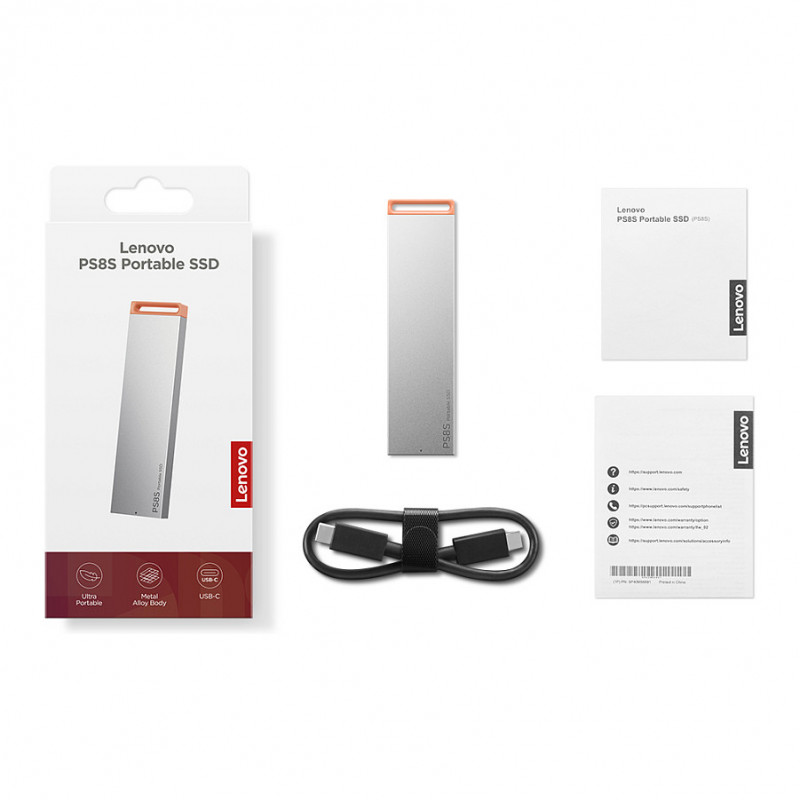 Lenovo PS8S 2TB prenosný externý SSD, USB 3.2 Gen 2, USB-C, Cool Gray (4XB1T88413)