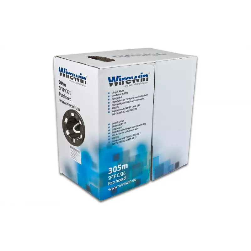 Wirewin Cat6 U/FTP patch kábel box, 305 m, sivý (VKBOX KAT6 PATCH 305.0)