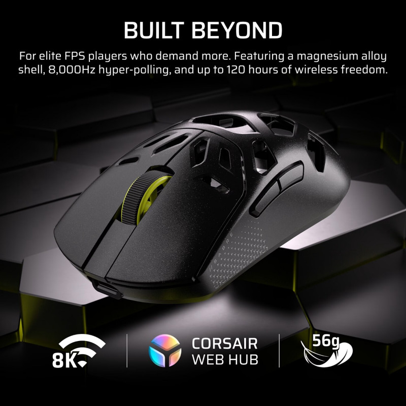 Corsair SABRE V2 PRO bezdrôtová herná myš, 2.4GHz / Bluetooth / USB-C, čierna (CH-931G100-WW)