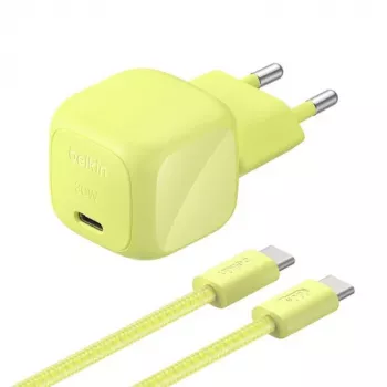 Belkin BOOST Charge USB-C/USB-C 30W PD nabíjačka s PPS, Citrus + 2 m USB-C kábel (WCA008KQ2MGR-B6)