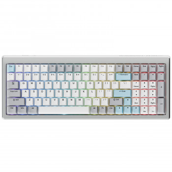Ducky Cushion 98 herná klávesnica, 96%, US rozloženie (ANSI), Shush Red Switches - strieborná (DKCUS2598-DSUSPHCC4S1)