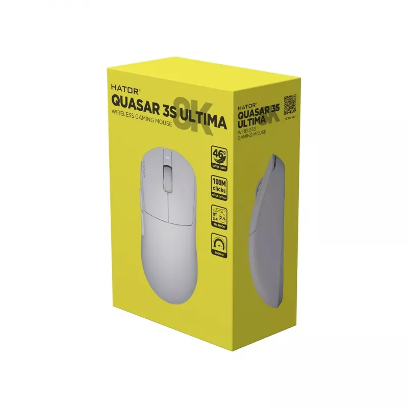 Hator Quasar 3S Ultima Wireless herná myš, biela (HTM661)