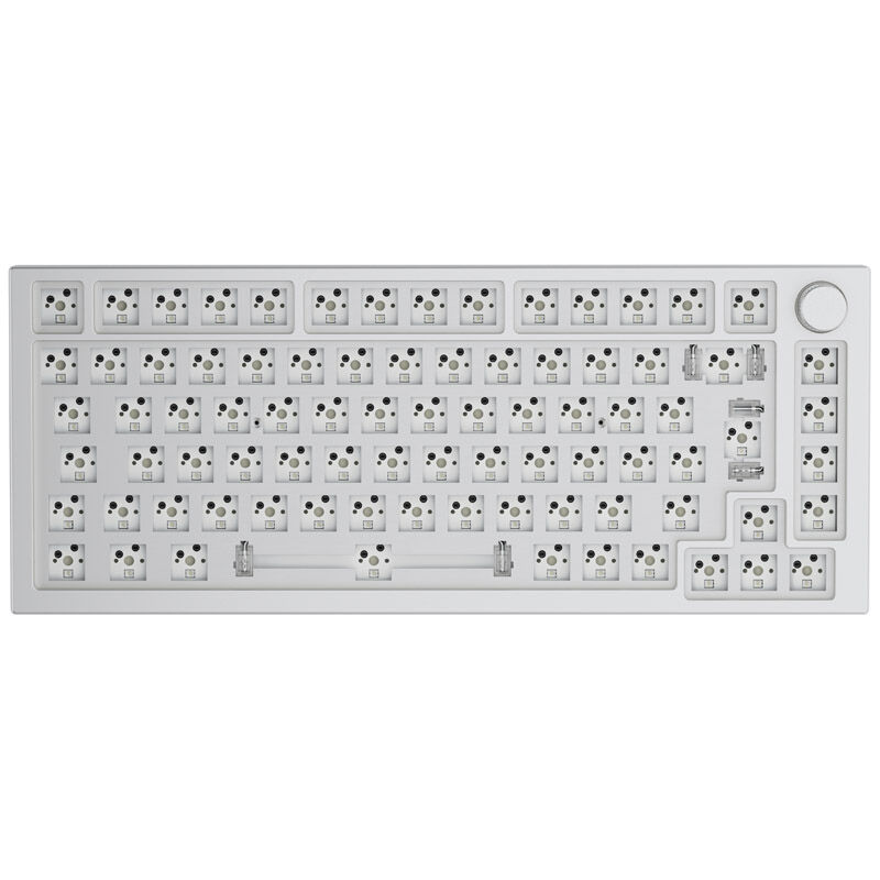 Glorious GMMK Pro White Ice 75% TKL klávesnica - Barebone, ISO-Layout, strieborná
